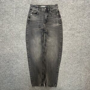 Zara Gray High-Waisted Straight Leg Denim Jeans EUR 32 USA 0